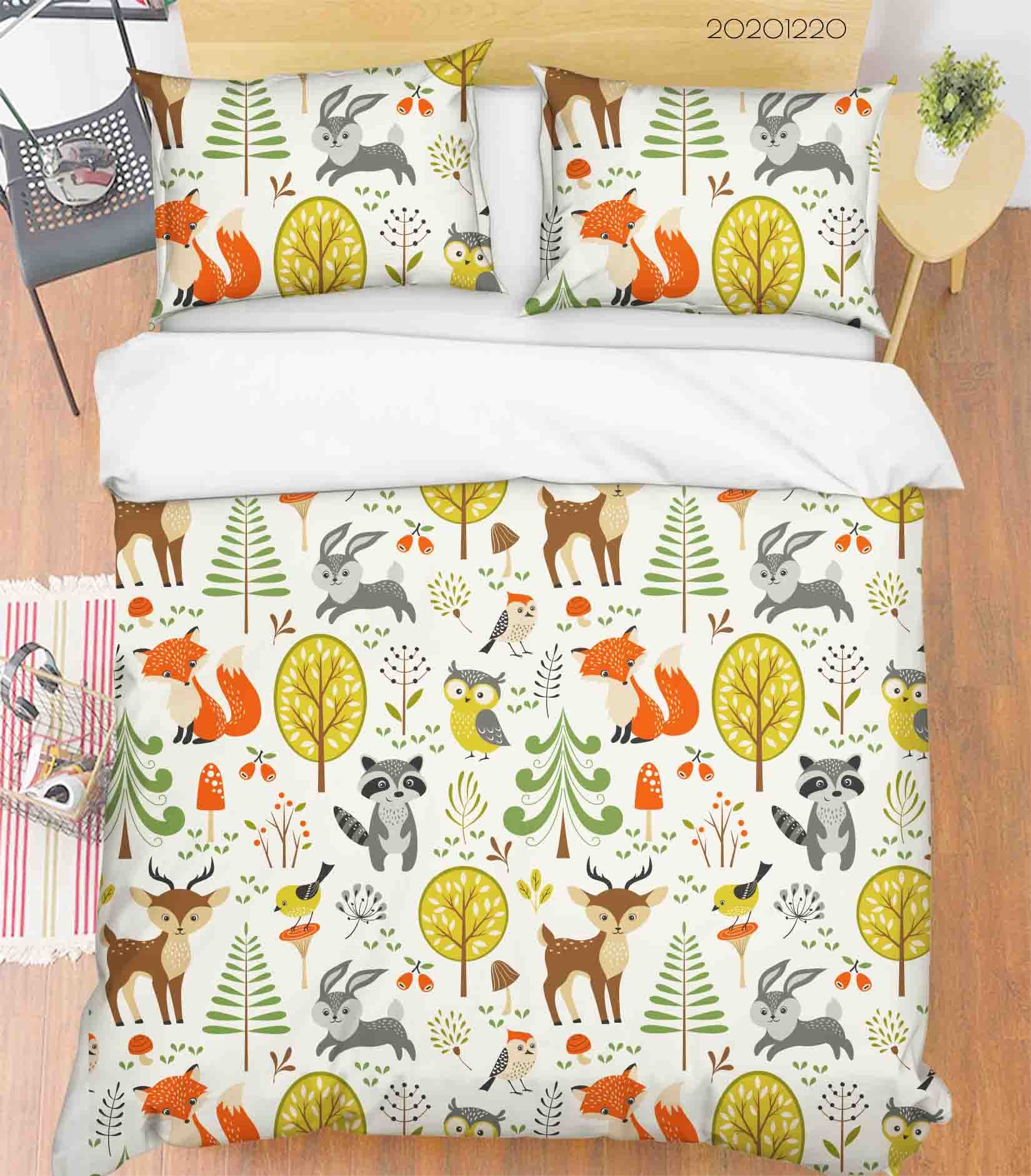 3D Hand Drawn Animal Forest Color Quilt Cover Set Bedding Set Duvet Cover Pillowcases 52