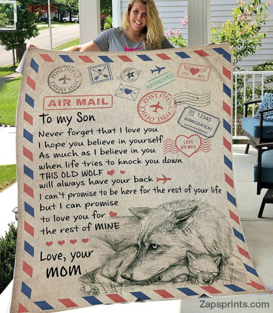 Gift For Son – To My Son – Air Mail – This Old Wolf – Blanket