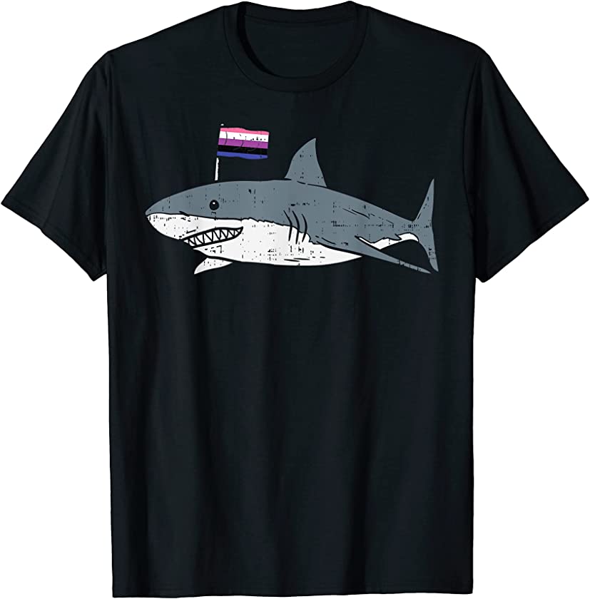 Shark Genderfluid Flag Pride Non-Binary Animal LGBTQ Gift T-Shirt