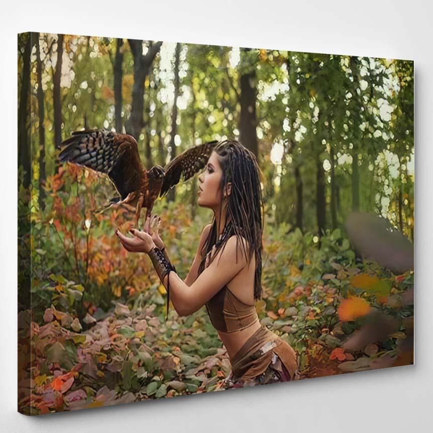 Aggressivesexual Wild Girl Wanders Jungle Tamed 1 – Eagle Animals Canvas Print