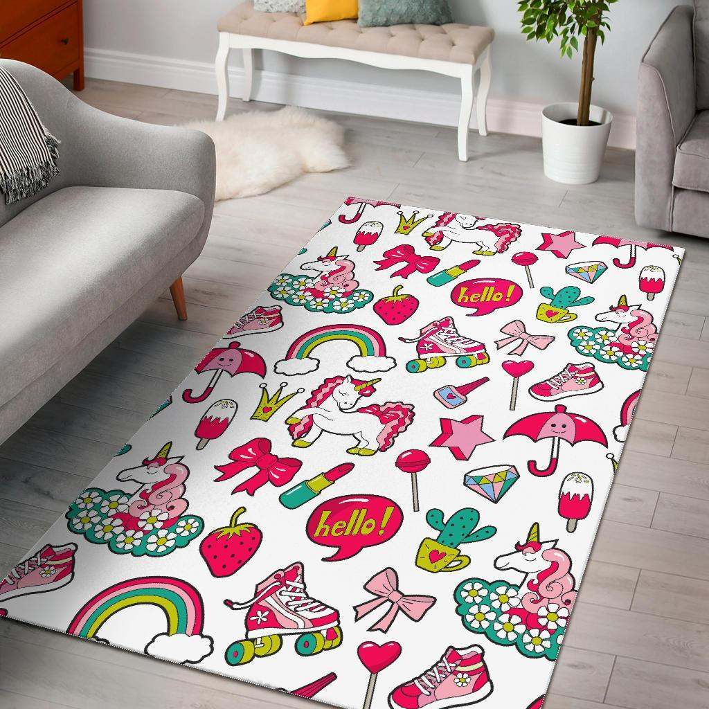 White Girly Unicorn Rug Rcdd81F46456