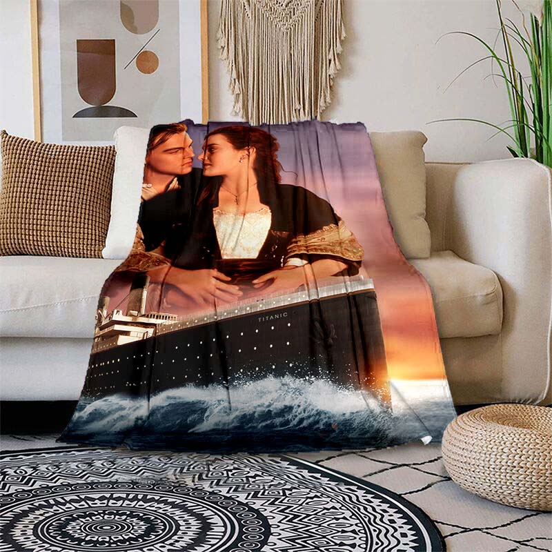 Titanic Leonardo DiCaprio Blankets Rose Jack Movie Love Warm Throw Blanket for Bedroom Couch Sofa Gift TV Blanket Multisize alx