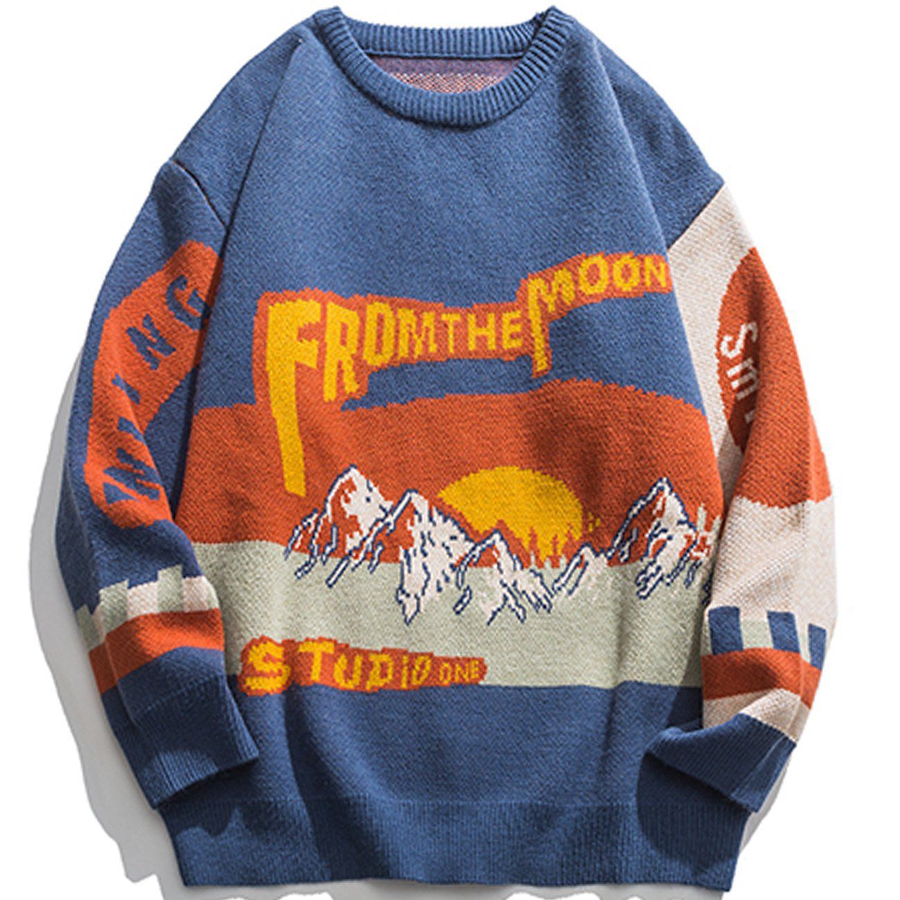 Talishko™ – Mountain Pattern Contrast Knit Sweater