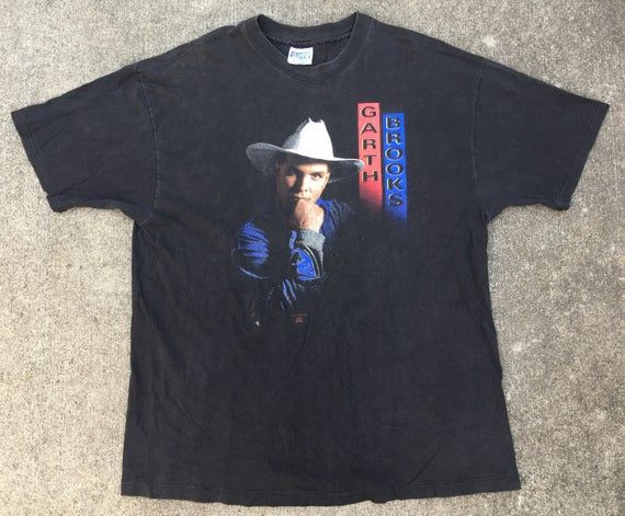 Vintage 90S Garth Brooks Quote Black Faded Shirt Hanes Shirt