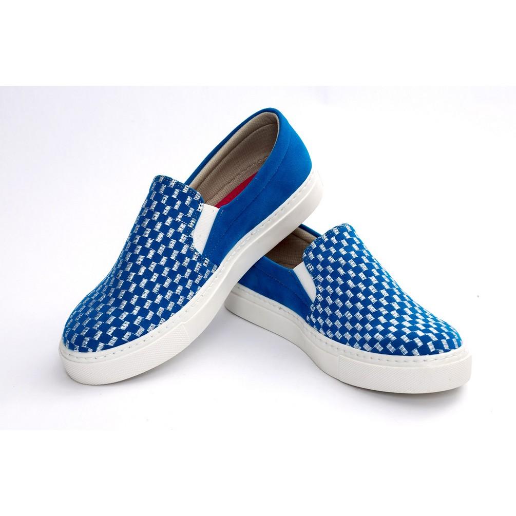 Blue And White Squares Slip On Sneakers Shoes Nfs602