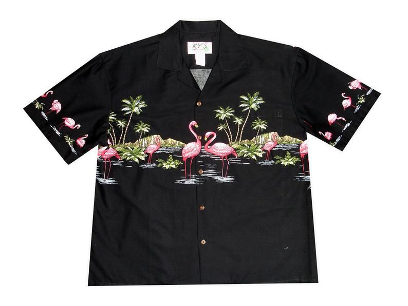 Flamingo Island Black Pink Best Design Hawaii Shirt Ha101500