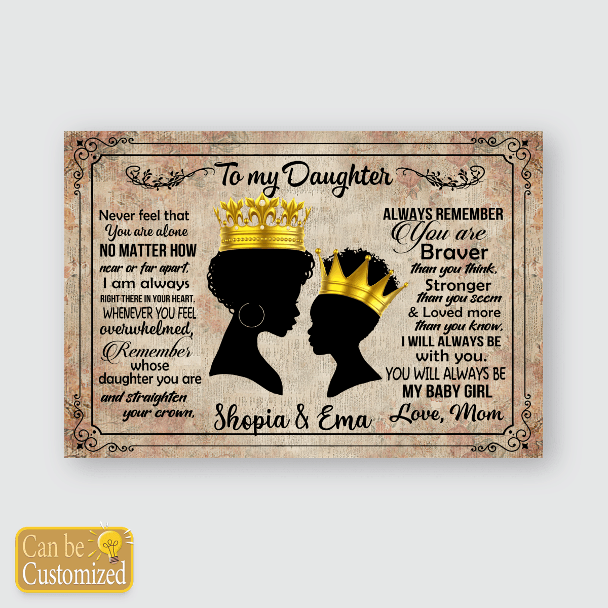 Canvas Poster For Daughter Black Queen Daughter Canvas Poster To My Daughter Queen Wall Art