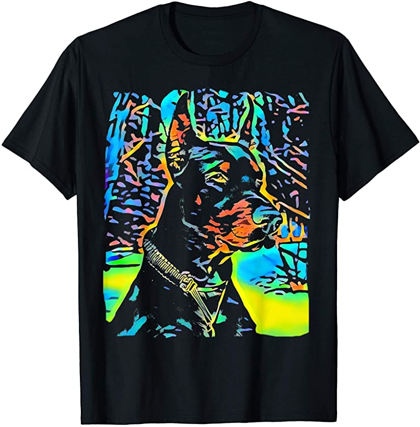 Doberman Pinscher Dog Face Puppy Pop Art T-Shirt