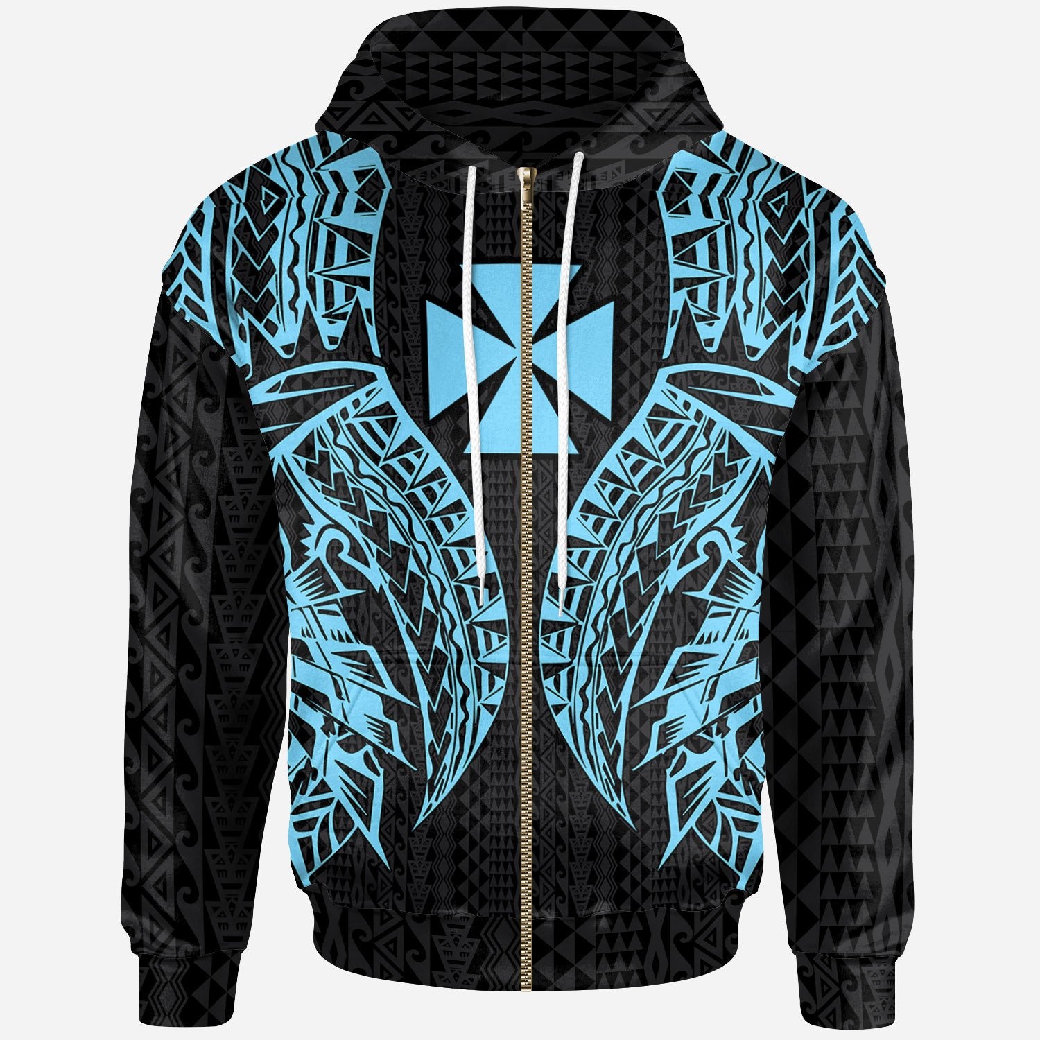 Wallis’Nd Futuna Futuna Zip-Up Hoodie – Polynesian Lion Head Neon Style