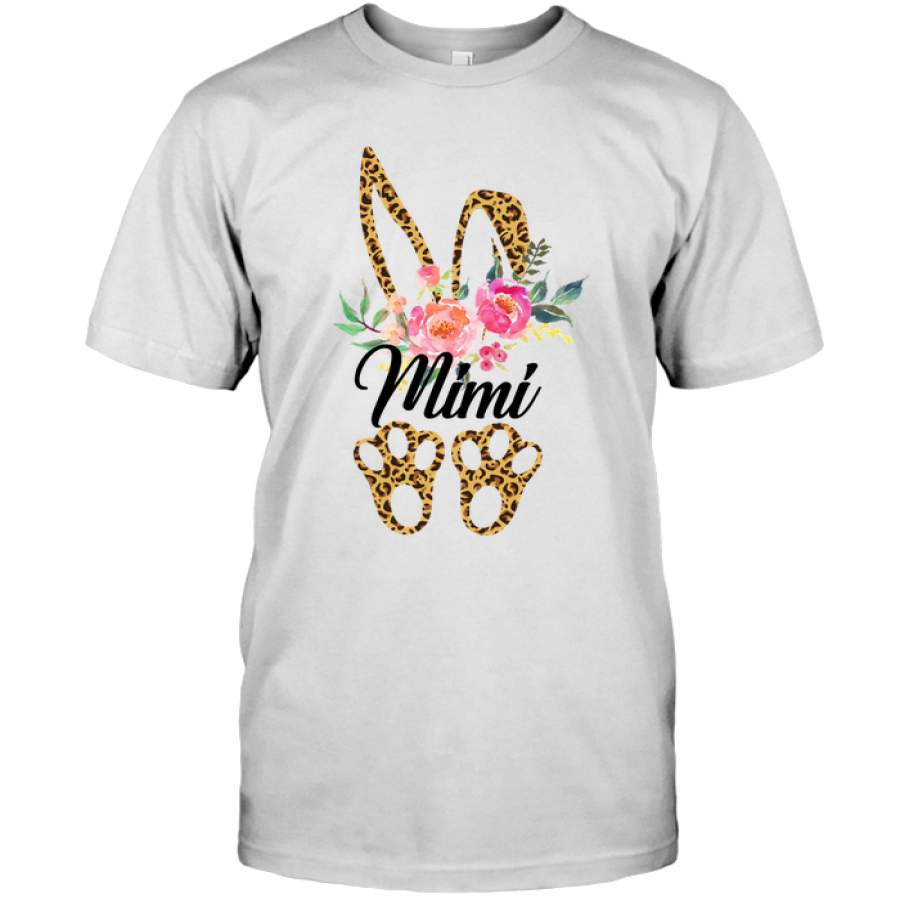 Mimi Bunny Leopard Print Floral Funny Thanksgiving Day Gift For Grandma Mimi Nana Women Mom T Shirt