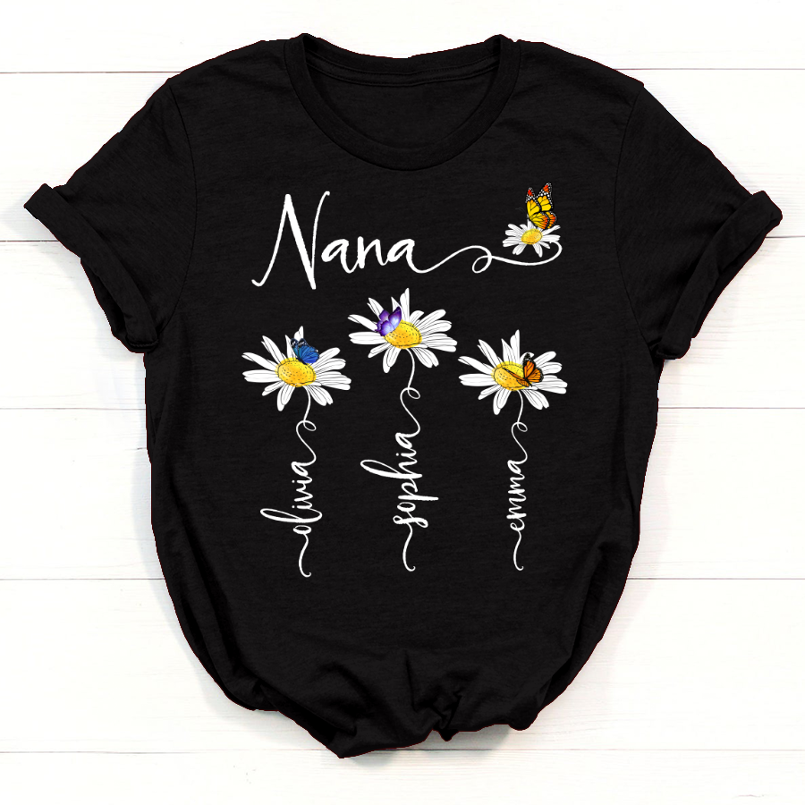 Daisy Grandma Custom Names T-Shirt