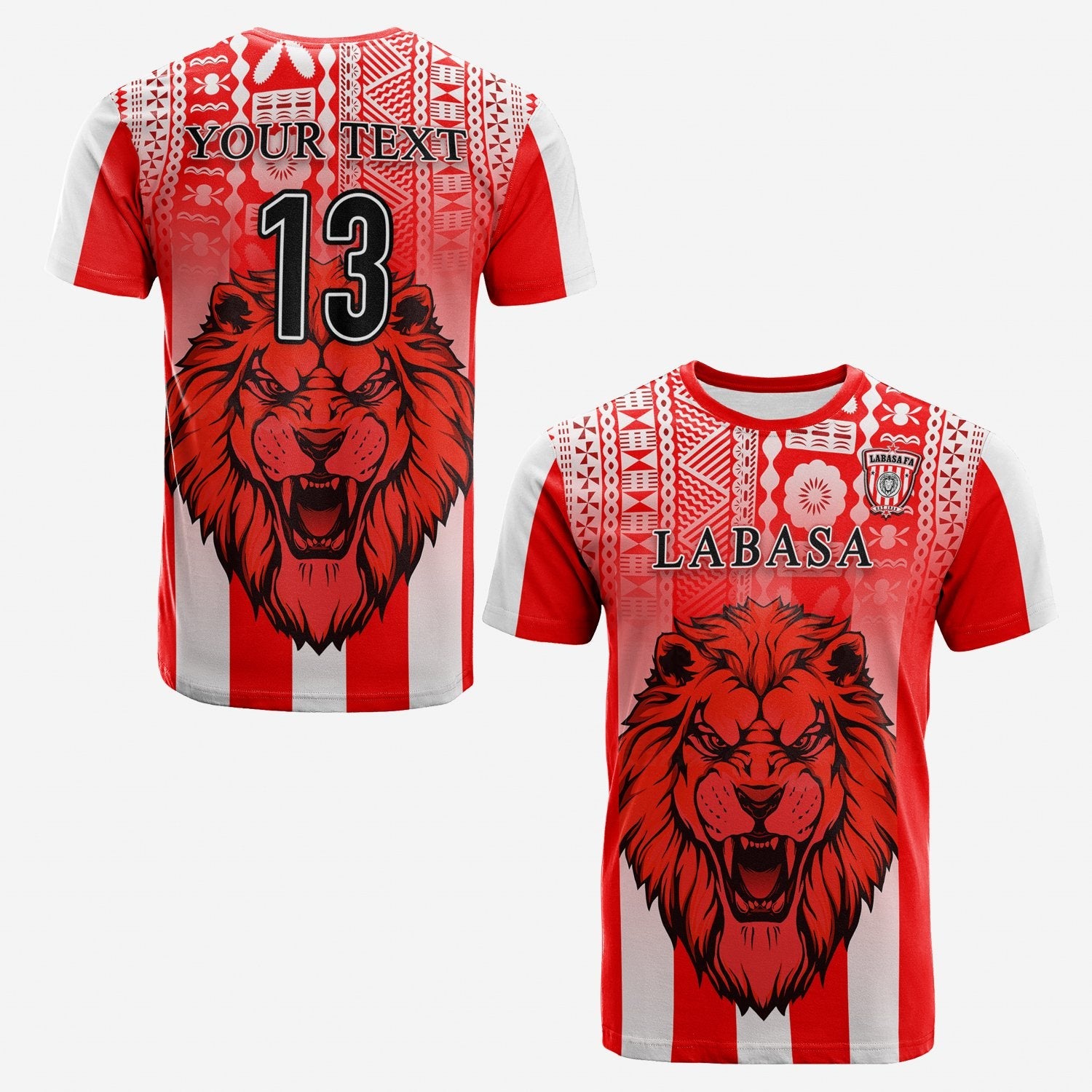 (Custom Personalised) Football Labasa Fa T-Shirt Red Lion Fiji – Personalized Text And Number Lt13