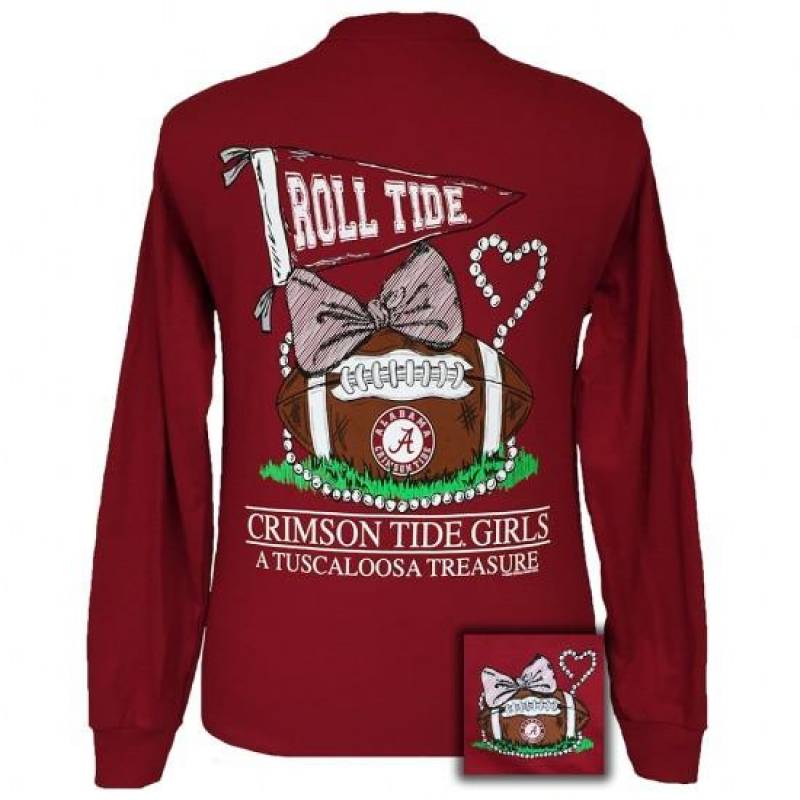 Alabama Crimson Tide Tuscaloosa Treasure Pearls Bow Long Sleeve T-Shirt