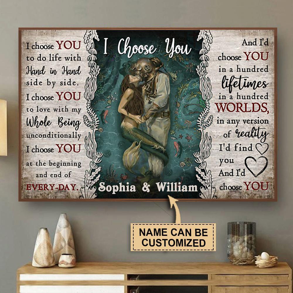 Aeticon Gifts Personalized Scuba Diving I Choose You Pallet Canvas Mom Dad Gift Home Decor