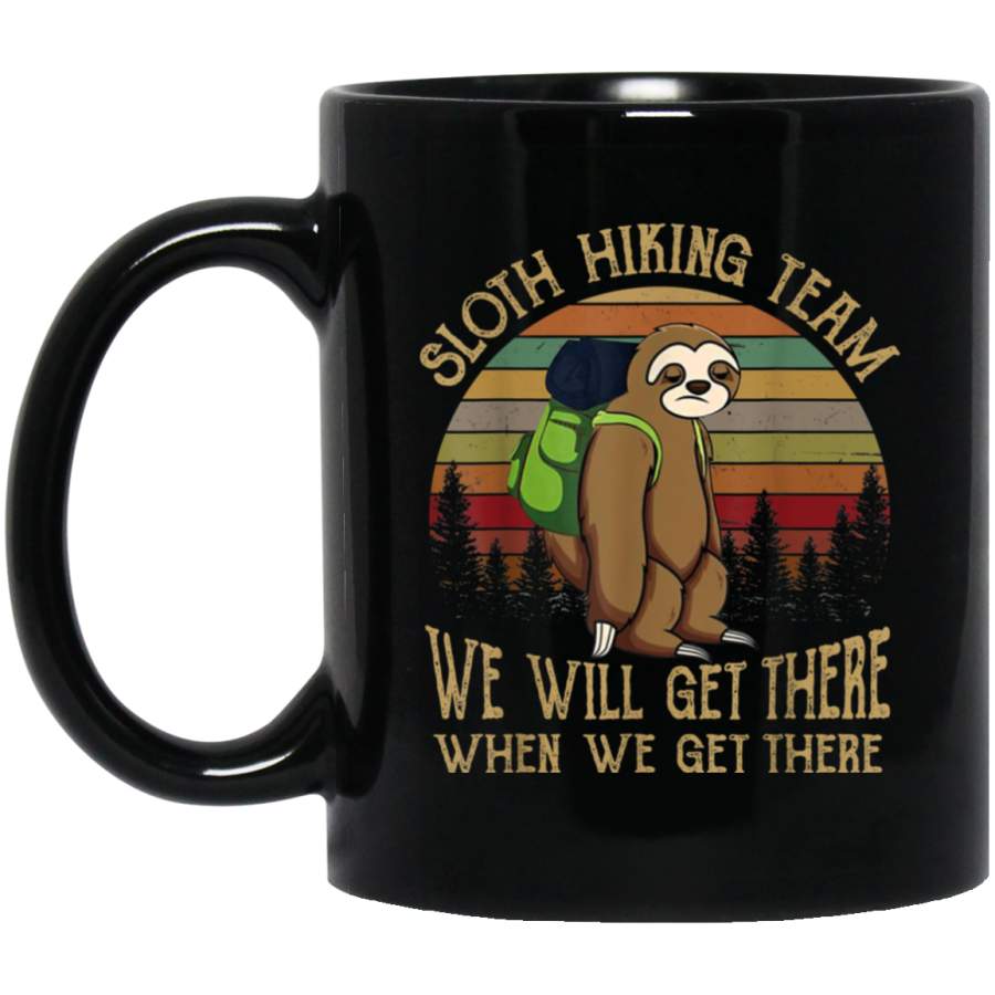 Sloth Hiking Team We Will Get There Funny Vintage Mug Black Mug