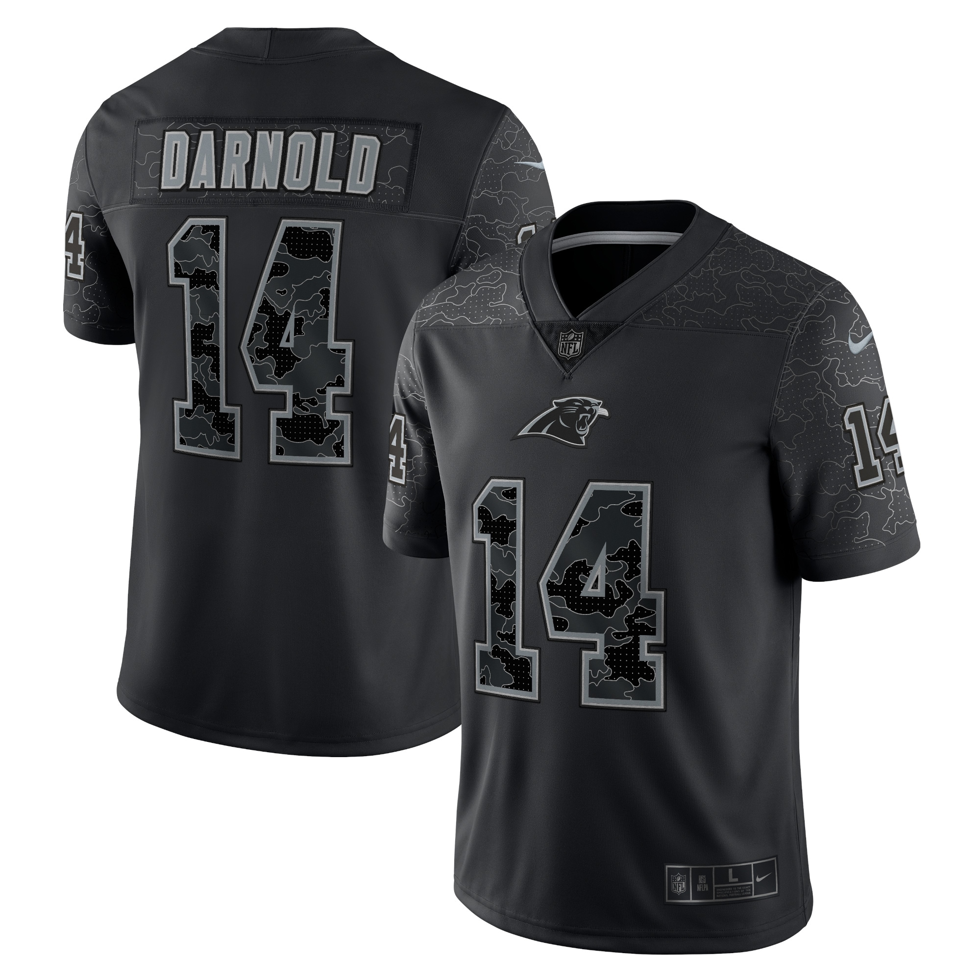 Men’s Carolina Panthers Sam Darnold Black RFLCTV Limited Jersey