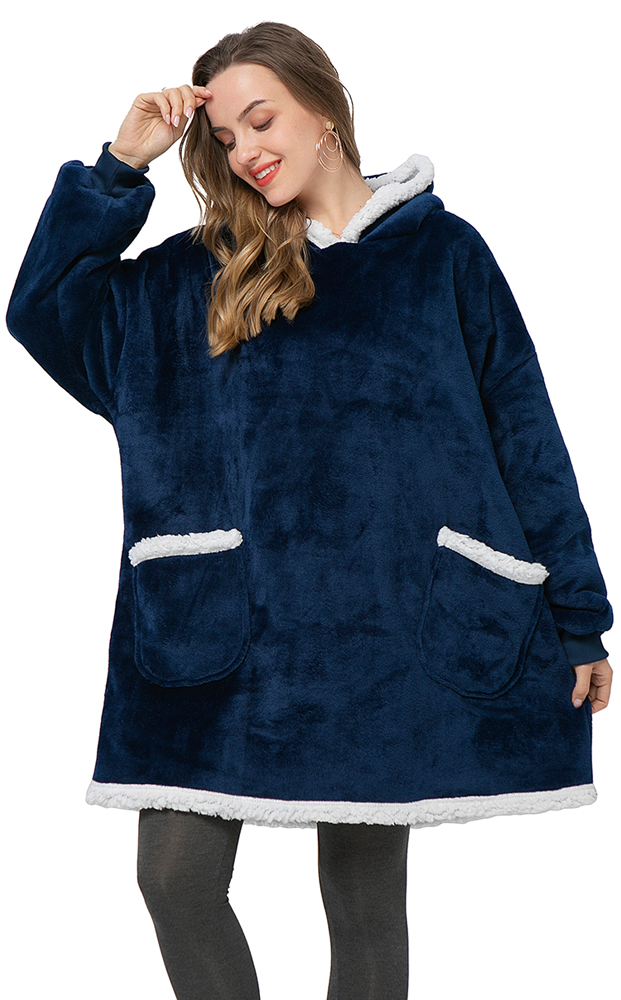 Sweatshirt Women Winter Hoodies Fleece Giant TV Blanket With Sleeves Pullover Oversize Women Hoody alx