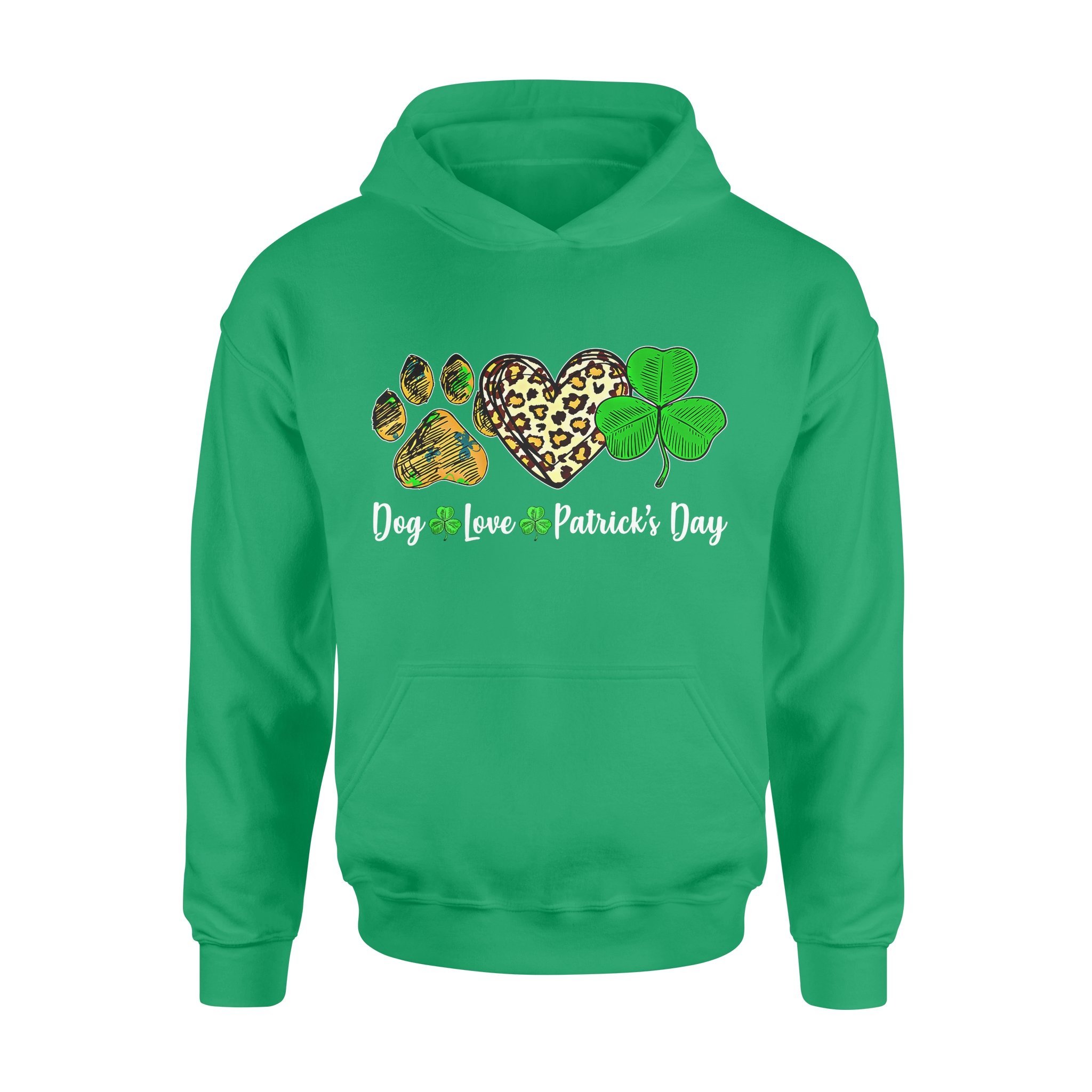 Dog gift idea Love Leopard Heart Shamrock Lover St Patricks Day T-Shirt – Standard Hoodie