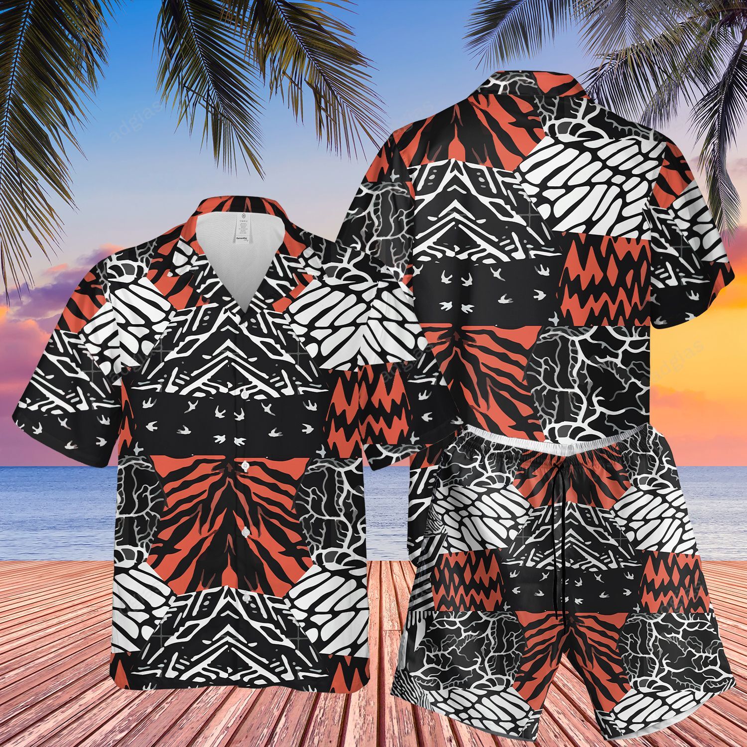 Blurry Pattern Hawaii Summer Short Sleeve Shirt Ha5544