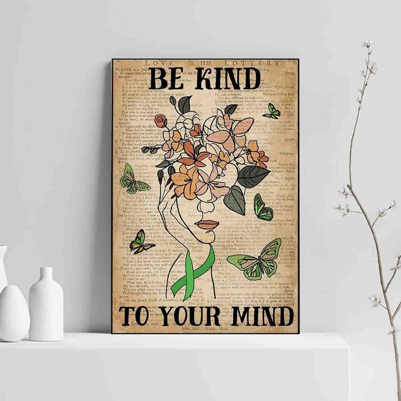 Be Kind To Your Mind Poster,Mental Health Awareness Poster,Be Kind Poster,Be Kind Pot Head Girl Vintage Poster,No Frame,Home Decor