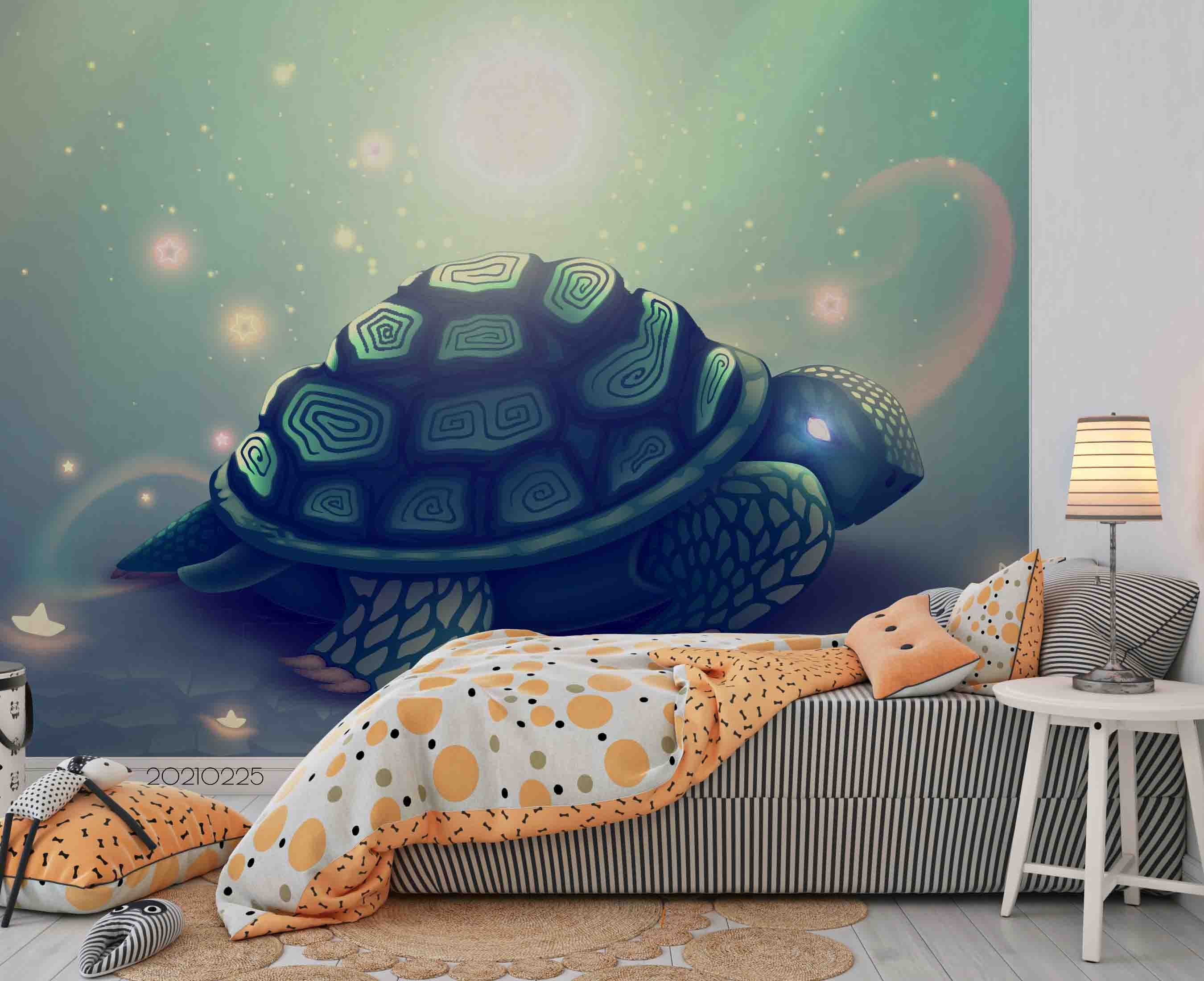 3D Animal Turtle Green Wall Mural Wallpaper Lqh 198