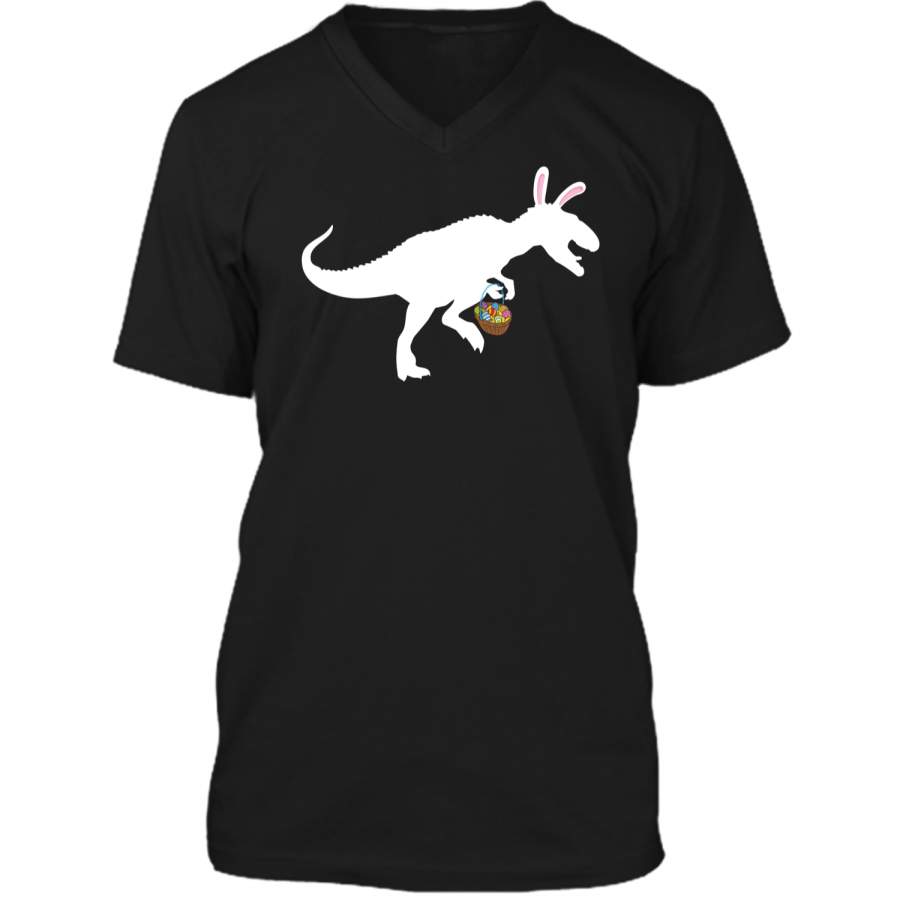 Easter Bunny Dinosaur Funny Easter T-Shirt Kids Boy Girl Egg1 Mens Printed V-Neck T