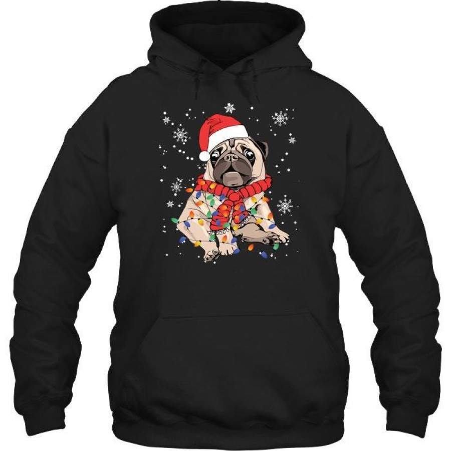Cute Christmas Pug Led Light Xmas Gift Hoodie