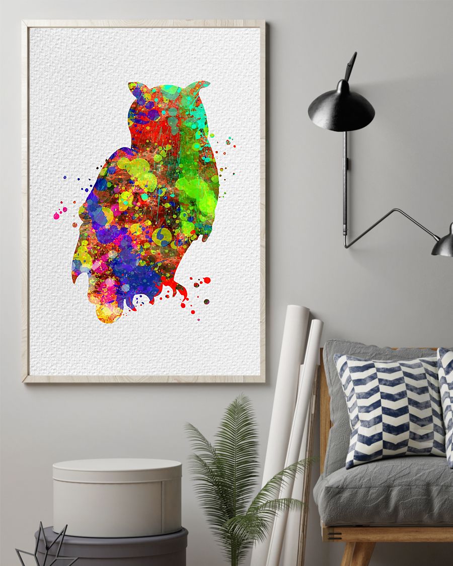 Owls Watercolor Art Vertical Canvas And Poster | Wall Decor Visual Art