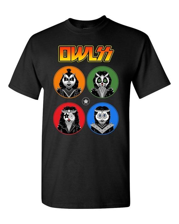 Kiss Rock Owls All Night Shirt With Gene Simmons Paul Stanley Peter Criss And Ace Frehley As Cool Kiss Rock Band Owls Shirt