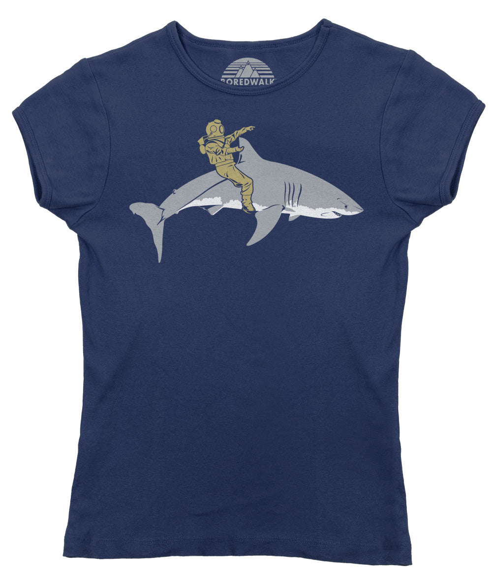 Women’S Diver Riding A Shark T-Shirt – By Ex-Boyfriend