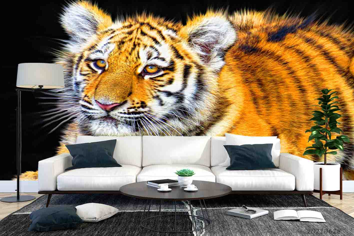 3D Hand Drawn Animal Tiger Wall Mural Wallpaper Lqh 197