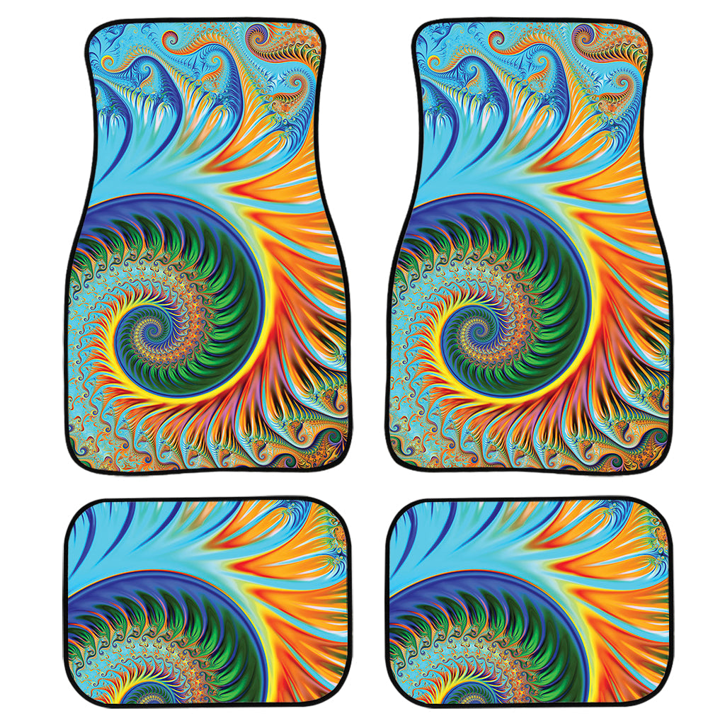 Trippy Fractal Print Front And Back Car Floor Mats, Front Car Mat