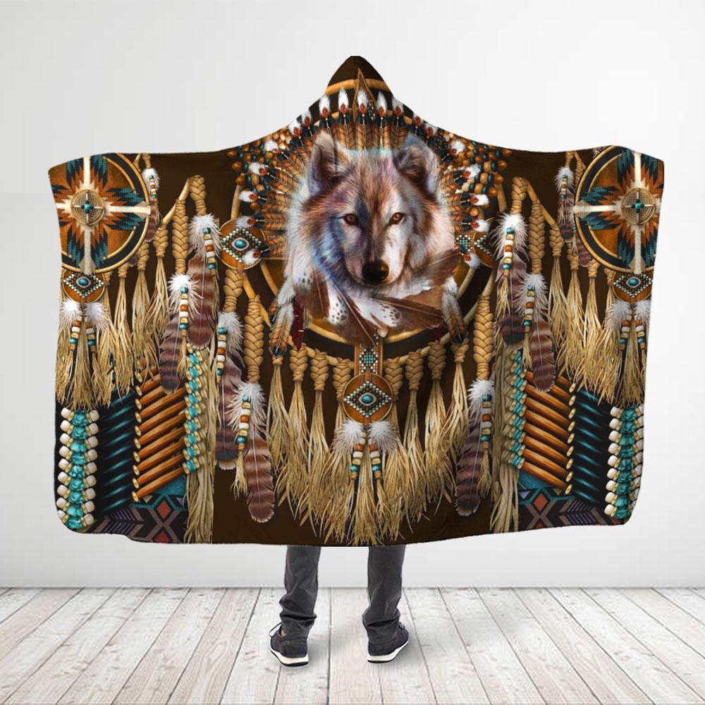 ViticStore™ Native American Wolf 3XL 3D All Over Print Hooded Blanket Wolf Tribe