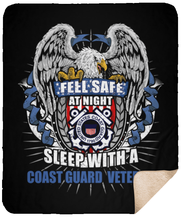 Feel Safe At Night Sleep With A Coast Guard Veteran Sherpa Blanket – 50×60