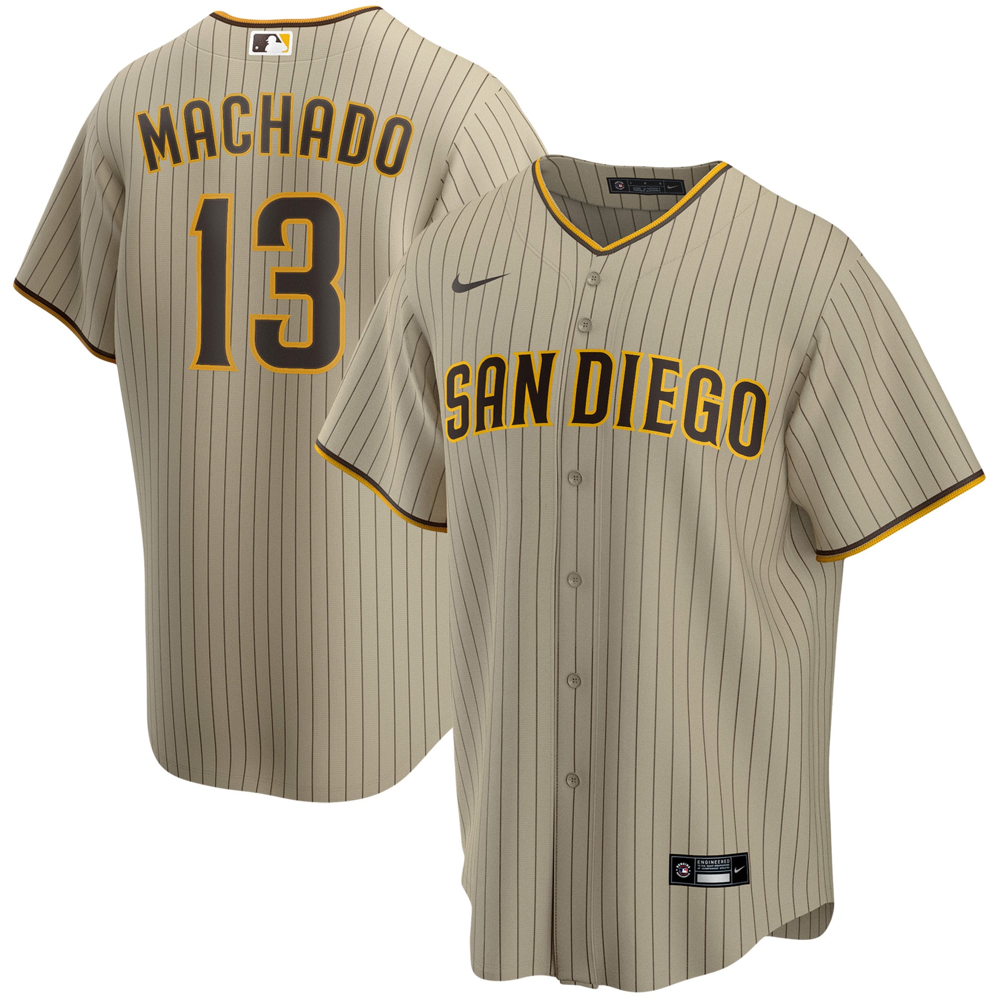 Manny Machado San Diego Padres Alternate Replica Player Jersey – Tan