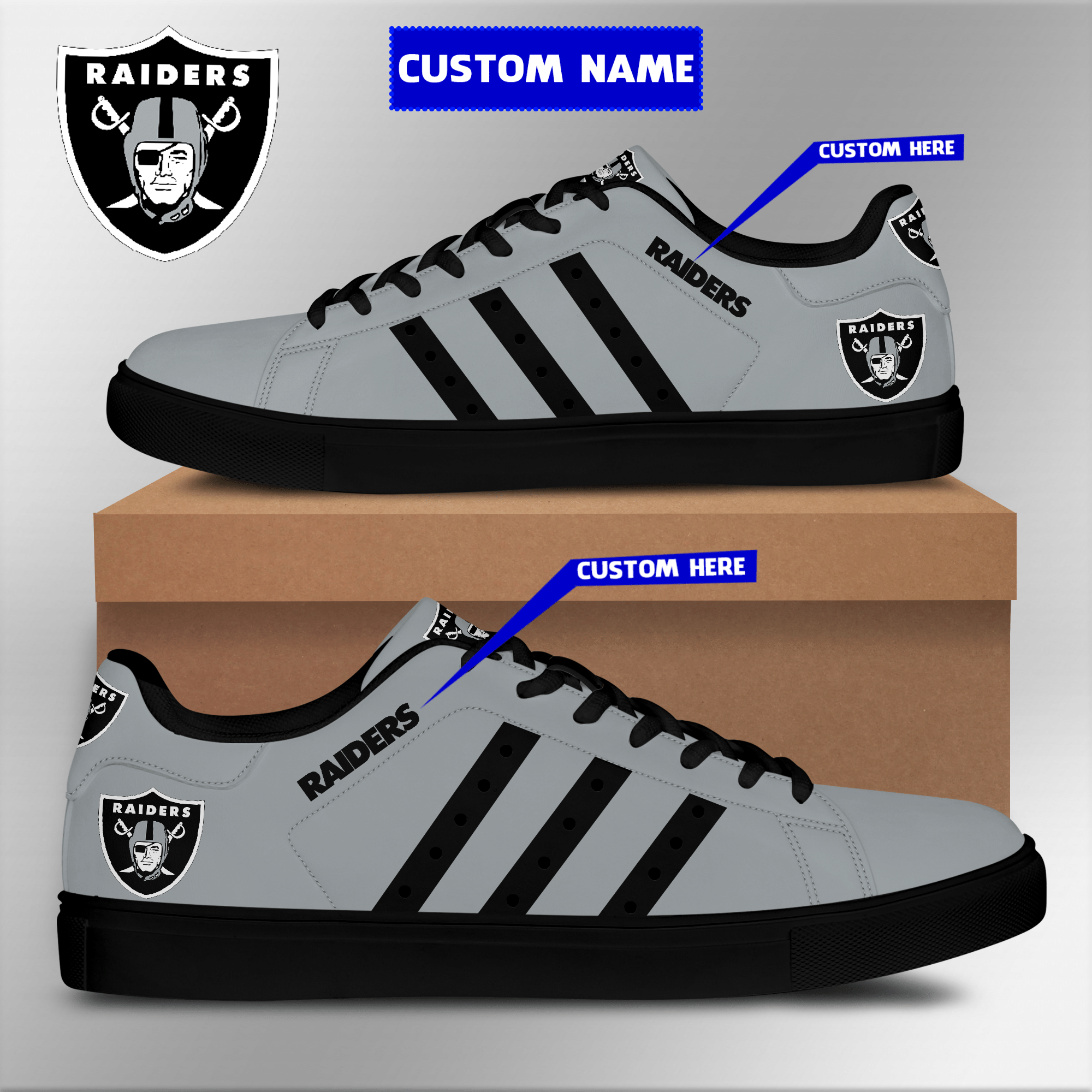 Raiders Custom Name  Low Top Shoes V3