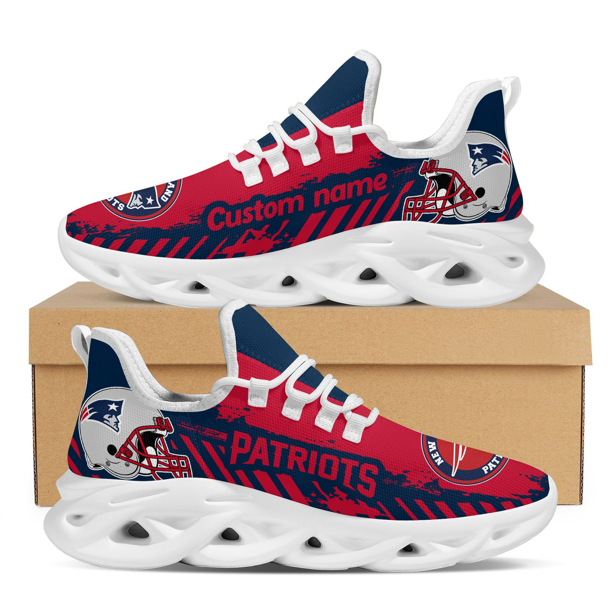 New England Patriots Americanfootball Team Helmet Custom Name Personalized Men And Women Max Soul Sneakers Shoes For Fans