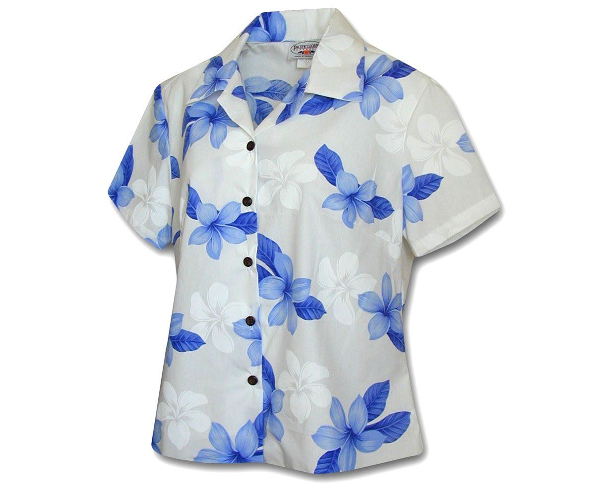 Morning Flower Blue Fitted Women’s Hawaiian Shirt