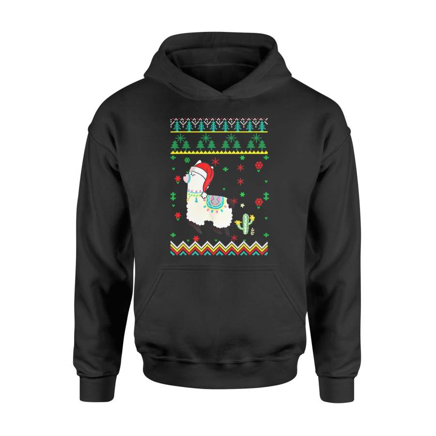 Christmas gift idea 2019 Llama Santa Hat Ugly Xmas Tree Alpaca T-Shirt – Standard Hoodie