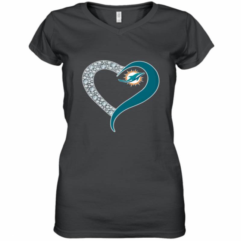 Diamond Miami Dolphins Heart shirt Women's V-Neck T-Shirt