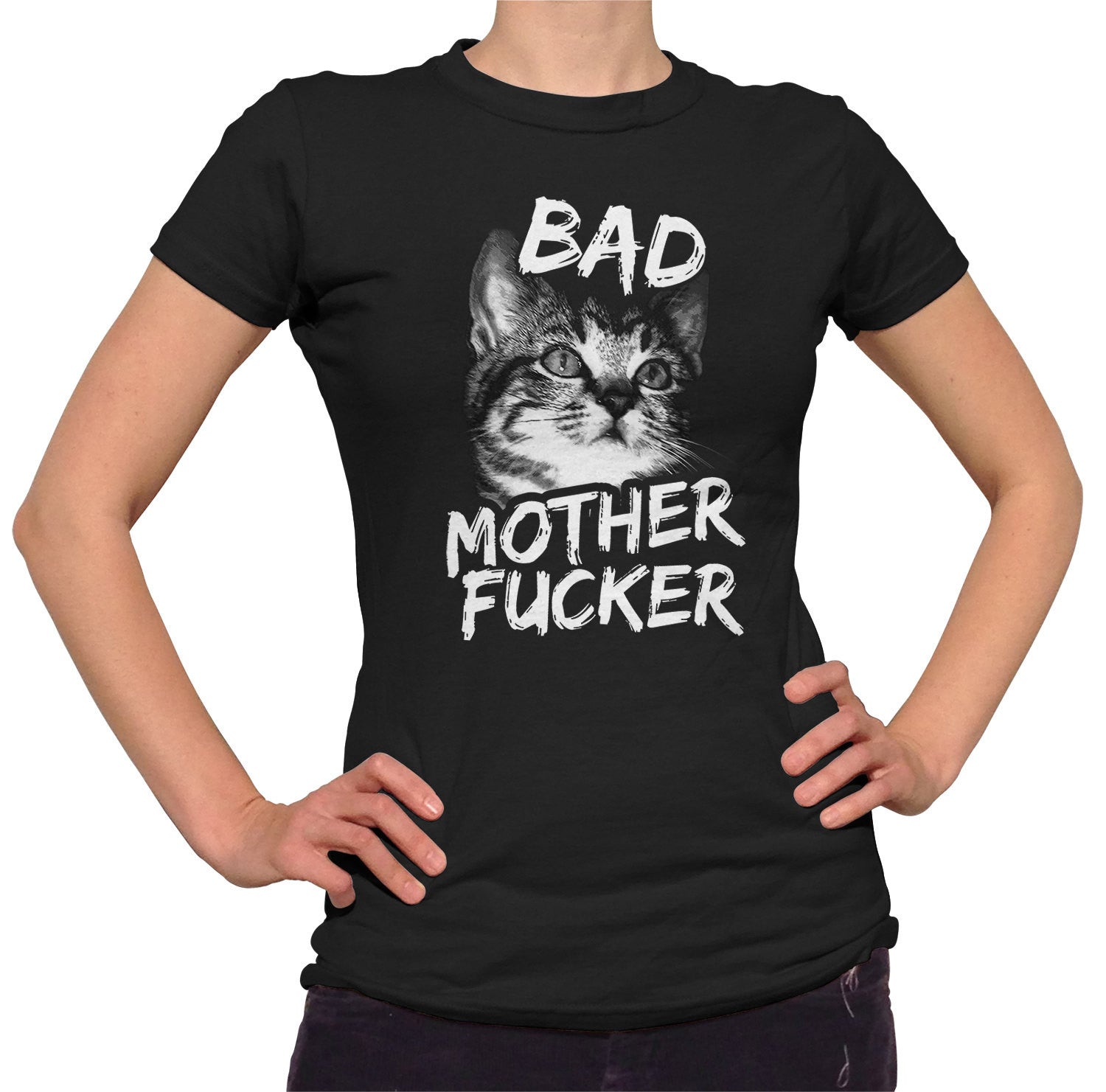 Women’S Bad Motherfucker T-Shirt – Funny Kitten Shirt