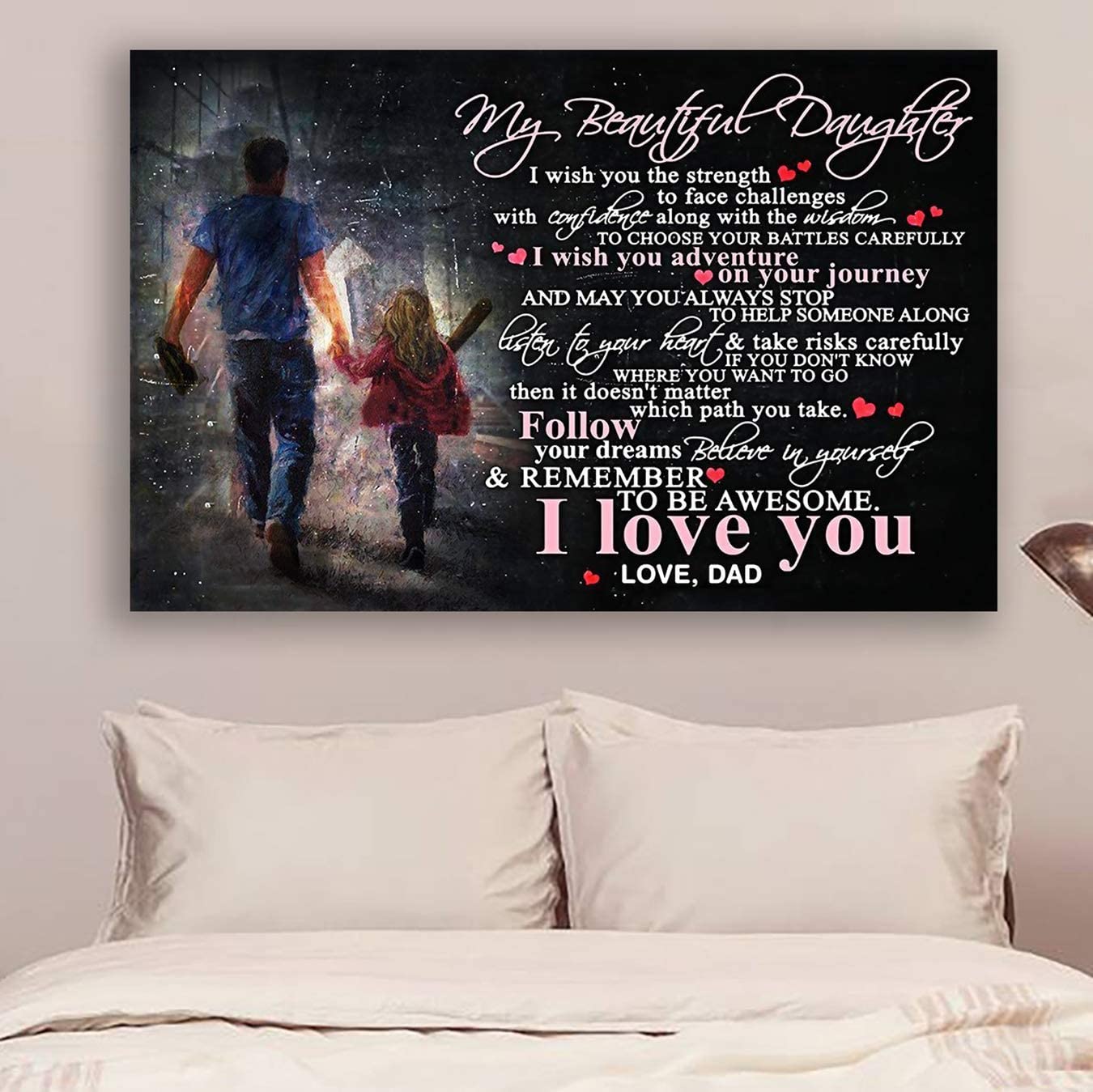 Poster for Room Aesthetic -Command Strips Wall Decor – Cv1115 Lvl Family Poster – Dad to Daughter – I Love You