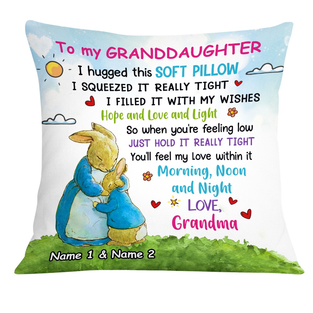 Personalized Bunny Easter Mom Grandma Daughter Granddaughter Hug This Pillow Jr252 24O24