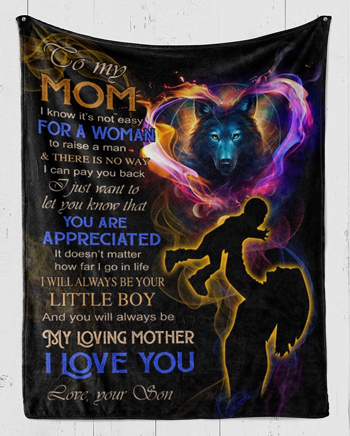 Fleece Blanket -Wolf Fleece Blanket-to My Mom-I Love You – Fleece Blanket 3D Soft Cozy Lightweight Durable Plush Throw Blanket for Bedroom Living, Gift for Mother