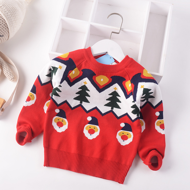 2022 Autumn Winter New Kids Christmas Sweater Girls Coat Children Clothing Baby Cotton Thick Top Boys Pullover Toddler Girl 2-7y alx