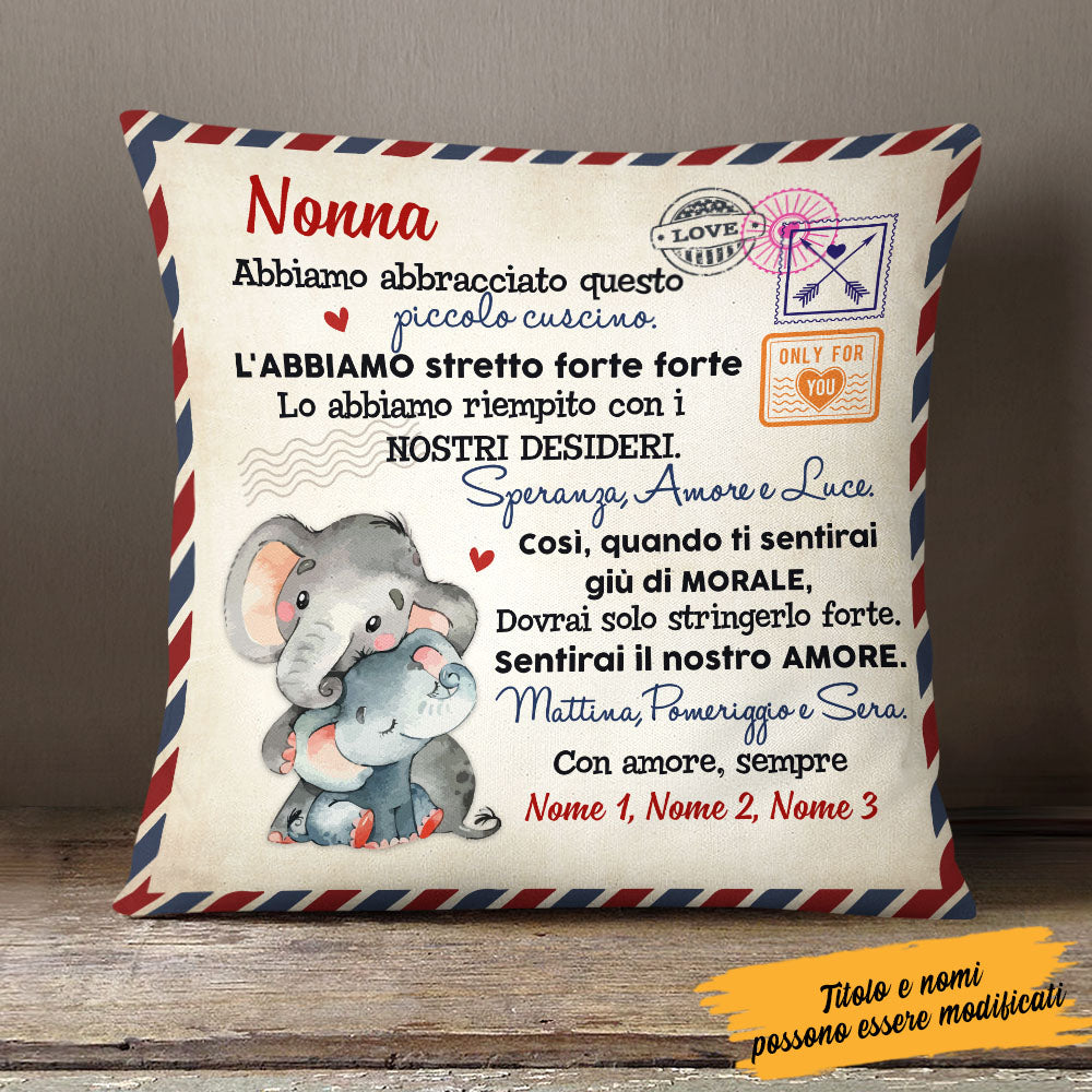 Personalized Italian Mamma Nonna Elephant Mom Grandma Pillow AP144 65O58 (Insert Included)