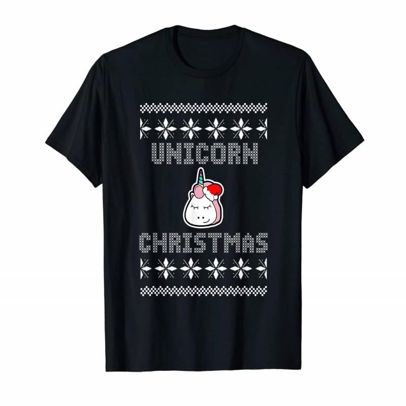 Ugly Christmas Unicorn With Santa Hat T-shirt