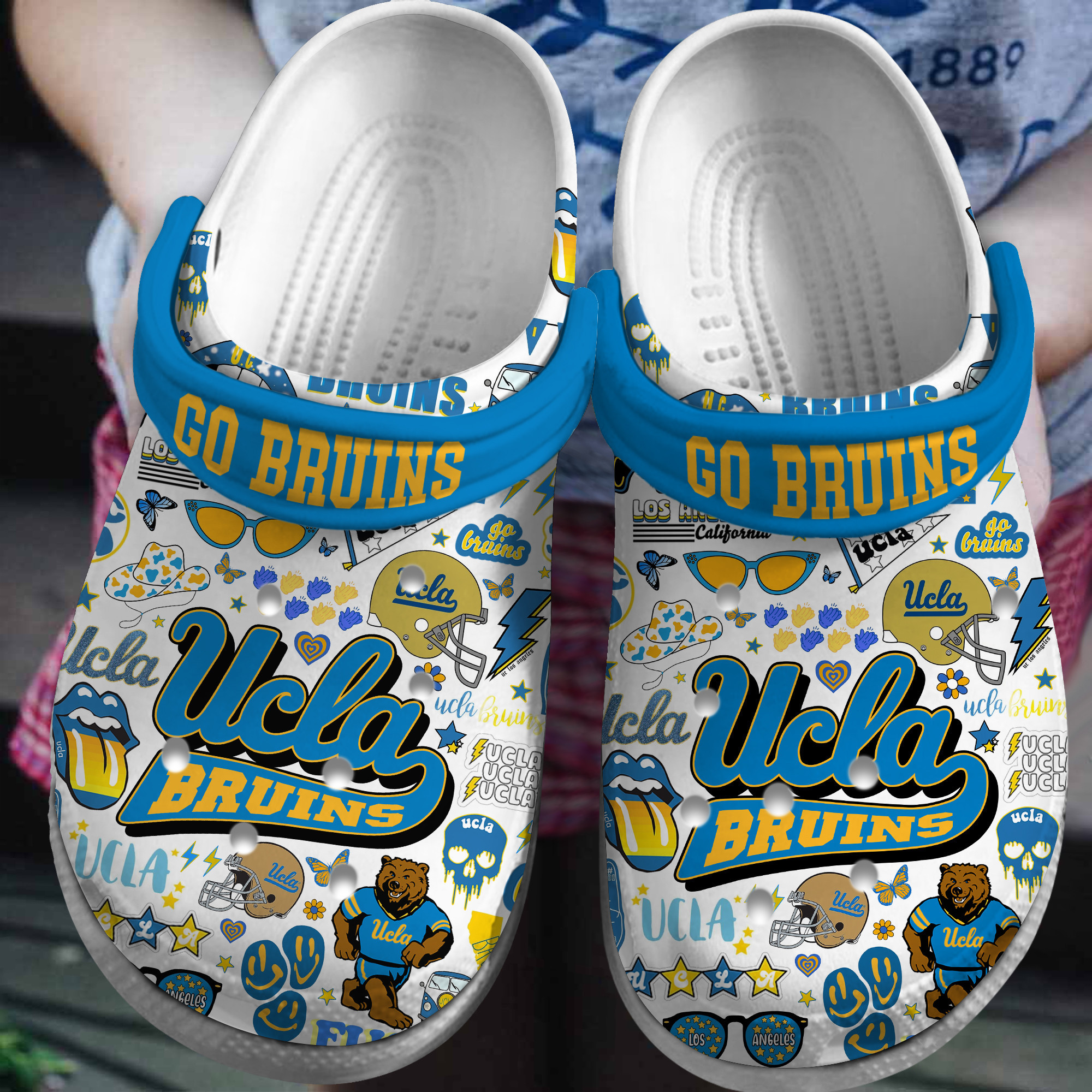 UCLA Bruins NCAA Sport Crocs Crocband Clogs Shoes Comfortable For Men Women and Kids