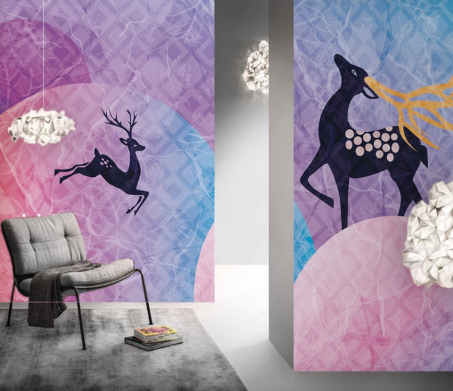 3D Abstract Deer Animal Colorful Wall Mural Wallpaper Lxl