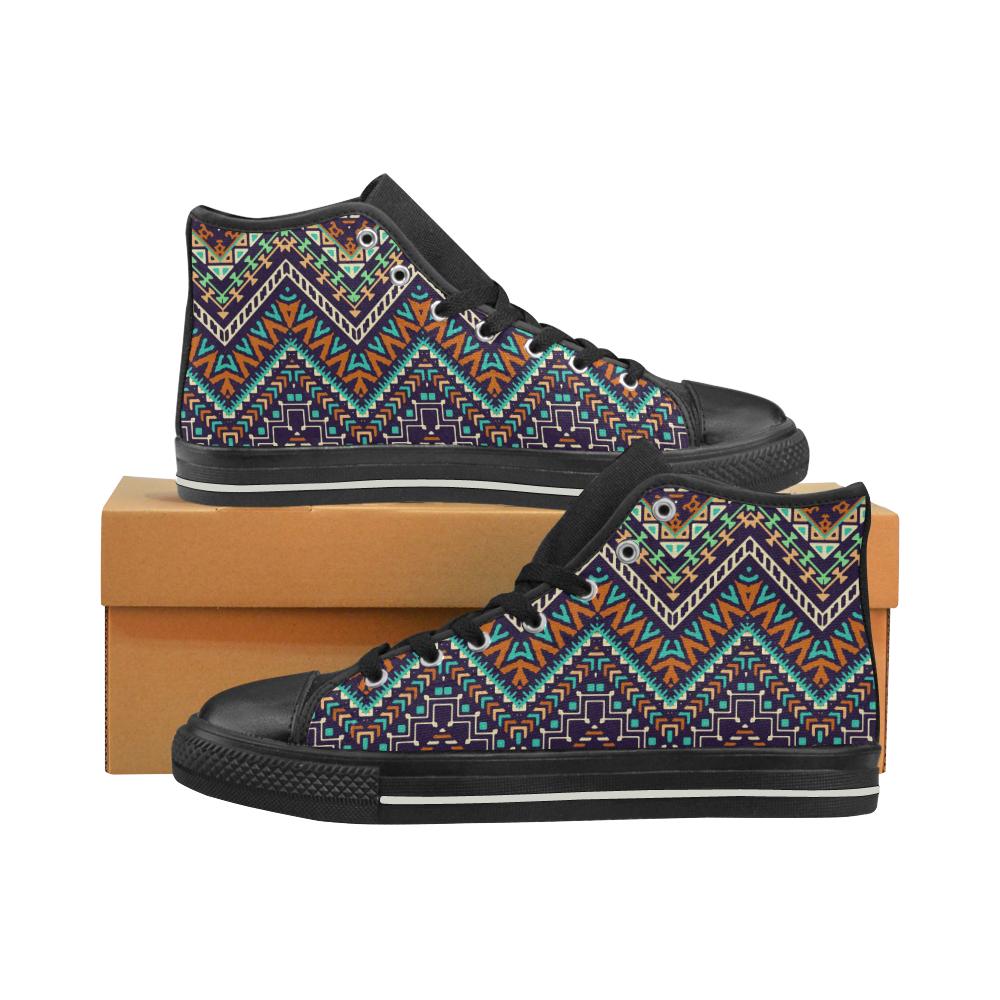 Zigzag African Afro Dashiki Adinkra Kente Men’s High Top Shoes Black